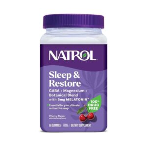 Natrol Cherry Sleep & Restore Gummies with 5mg Melatonin 60 count