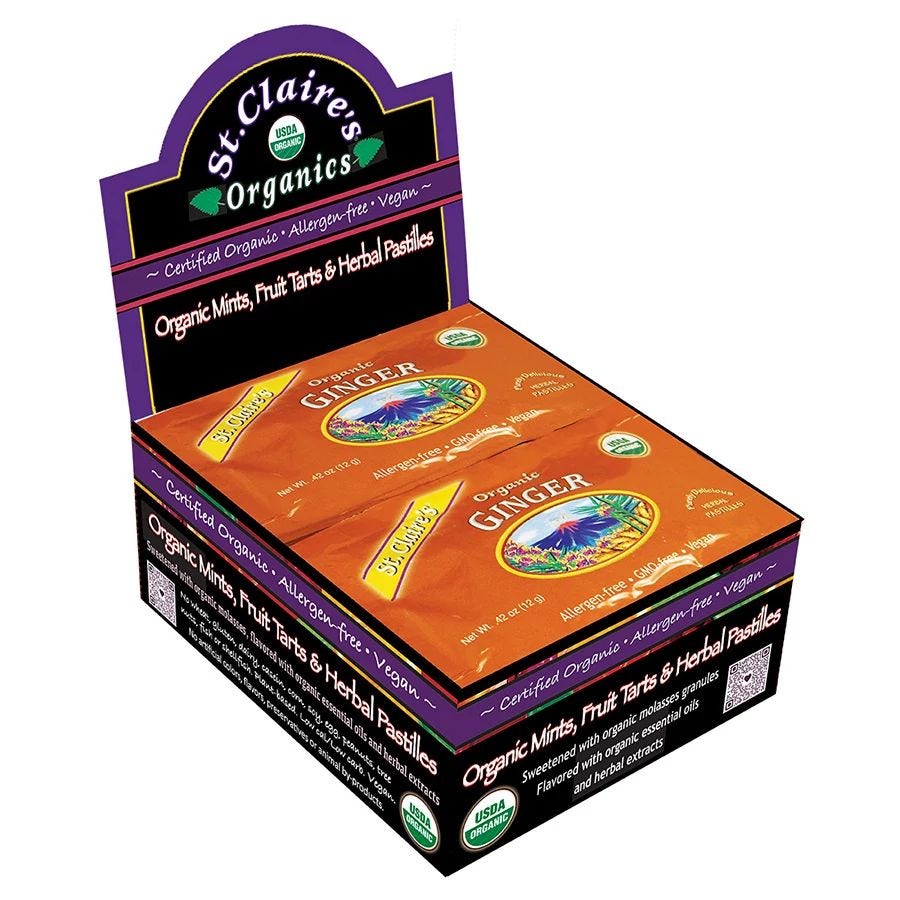 St. Claire's Organics Ginger Pastilles 12 (0.5 oz.) pocket pouches