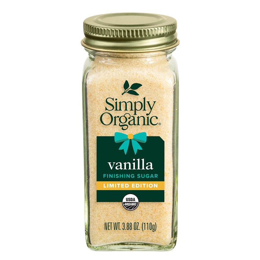 Simply Organic Vanilla Finishing Sugar 3.88 oz.