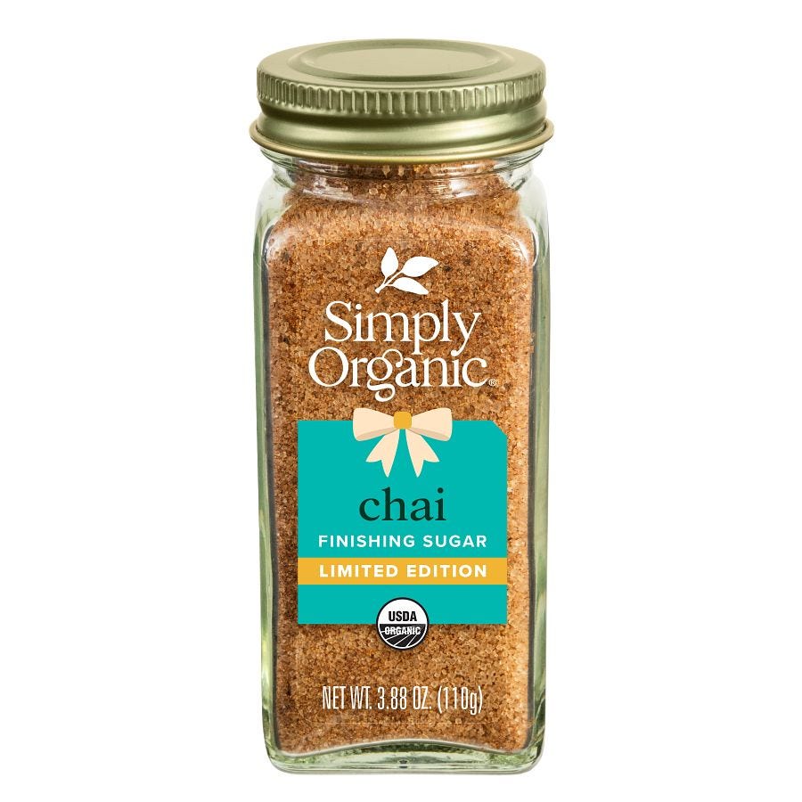 Simply Organic Chai Finishing Sugar 3.88 oz.