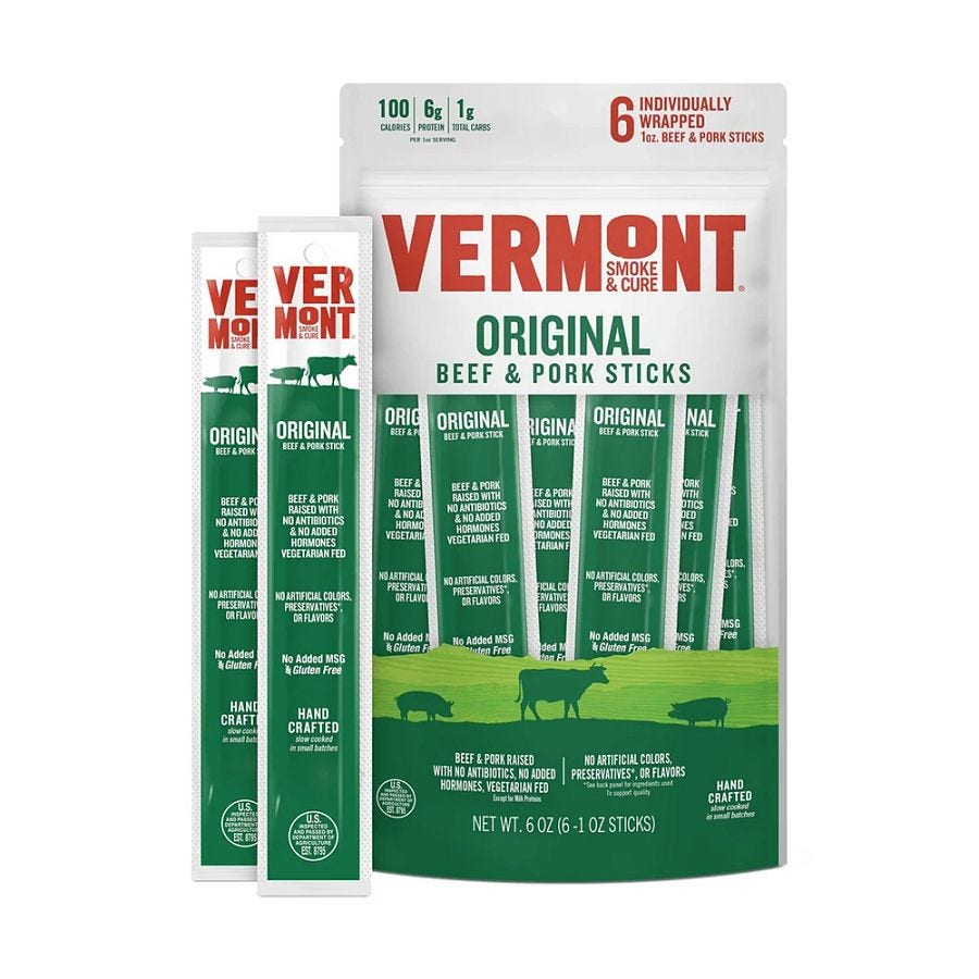 Vermont Smoke & Cure Original Beef & Pork Meat Sticks 6 count