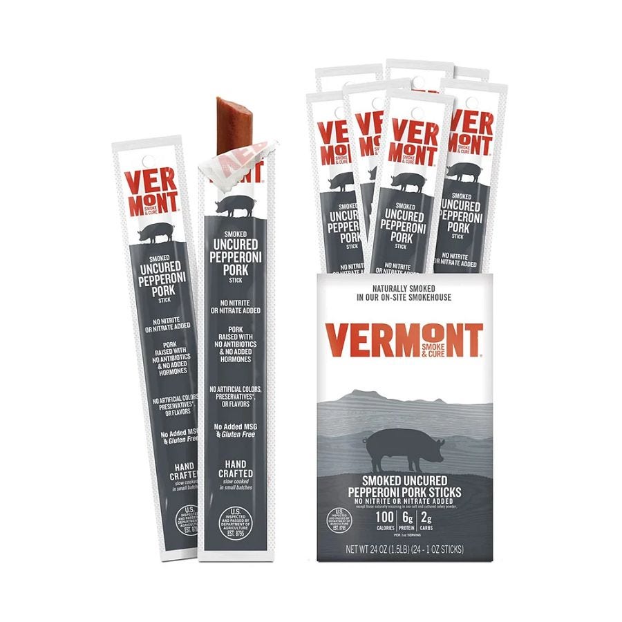 Vermont Smoke & Cure Smoked Pork Pepperoni Meat Sticks 24 (1 oz.) sticks per box