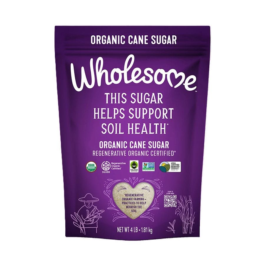 Wholesome Sweeteners Regenerative Organic Certified Cane Sugar 64 oz.