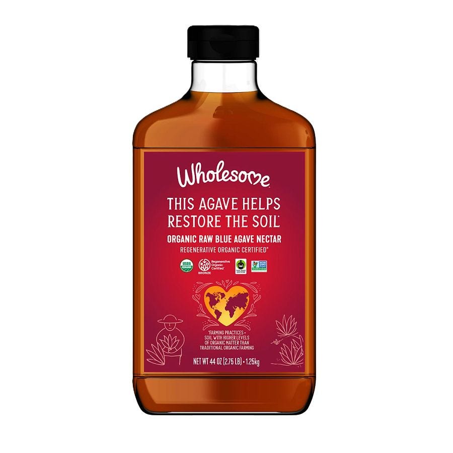 Wholesome Sweeteners Regenerative Organic Certified Raw Blue Agave Nectar 44 oz.