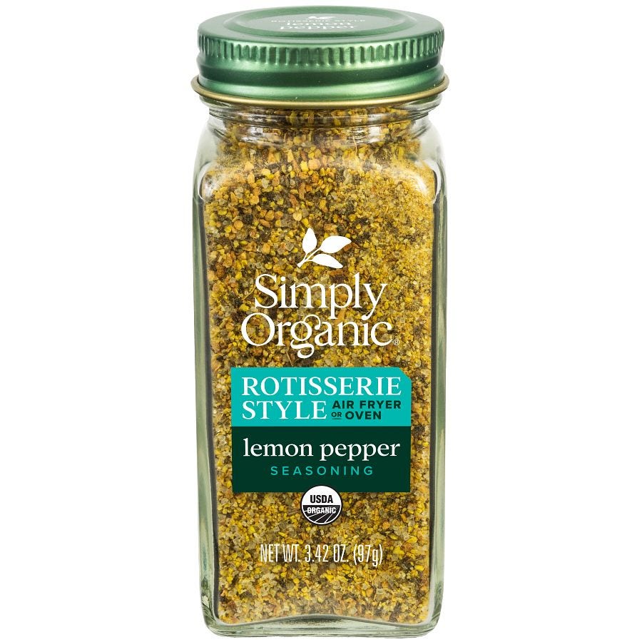 Simply Organic Lemon Pepper Rotisserie Style Seasoning 3.42 oz.