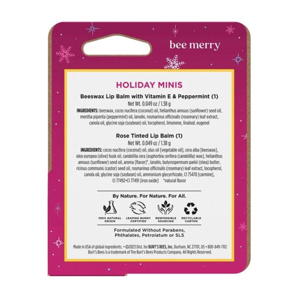 Burt's Bees Holiday Minis Original & Rose Lip Balms 2-pack - Image 3