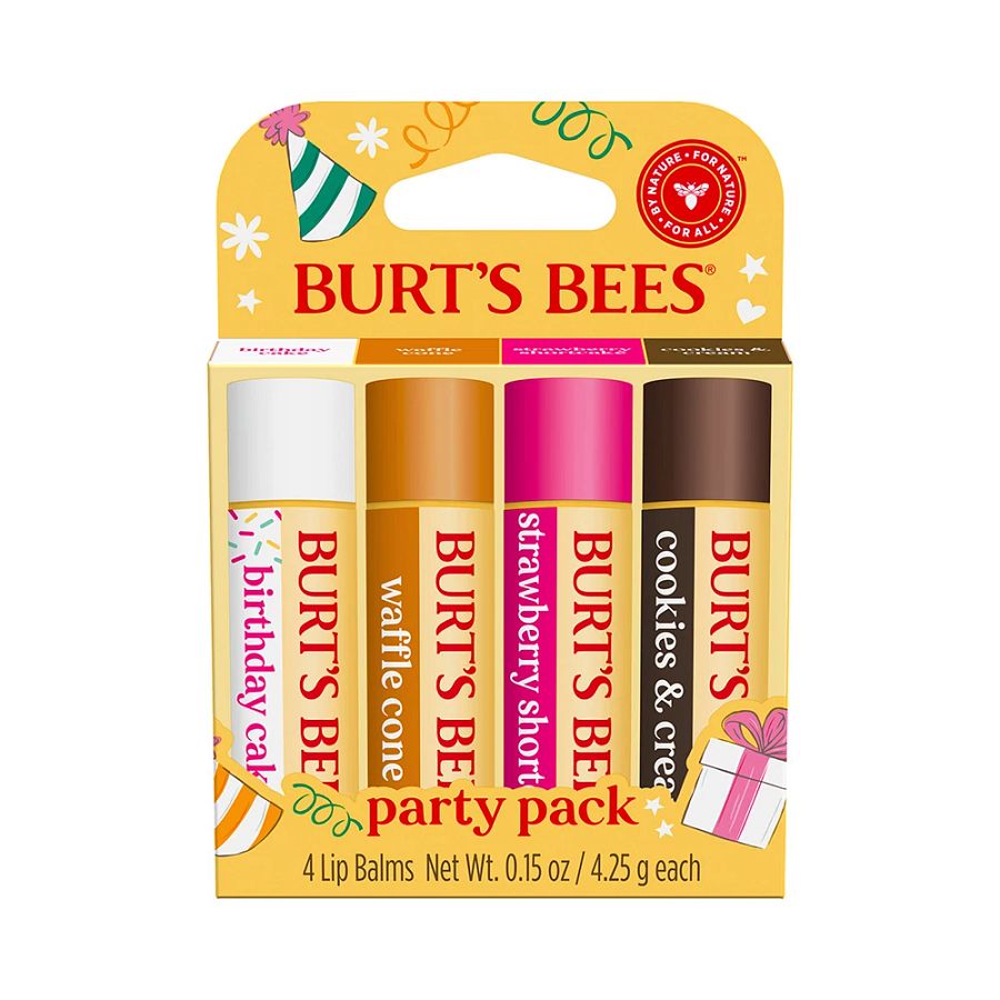 Burt's Bees Party Pack Lip Balms 4 (0.15 oz.) tubes in blister box