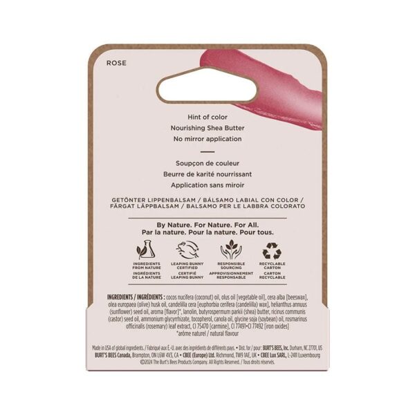 Burt's Bees Rose Tinted Lip Balm 0.15 oz. blister box - Image 2