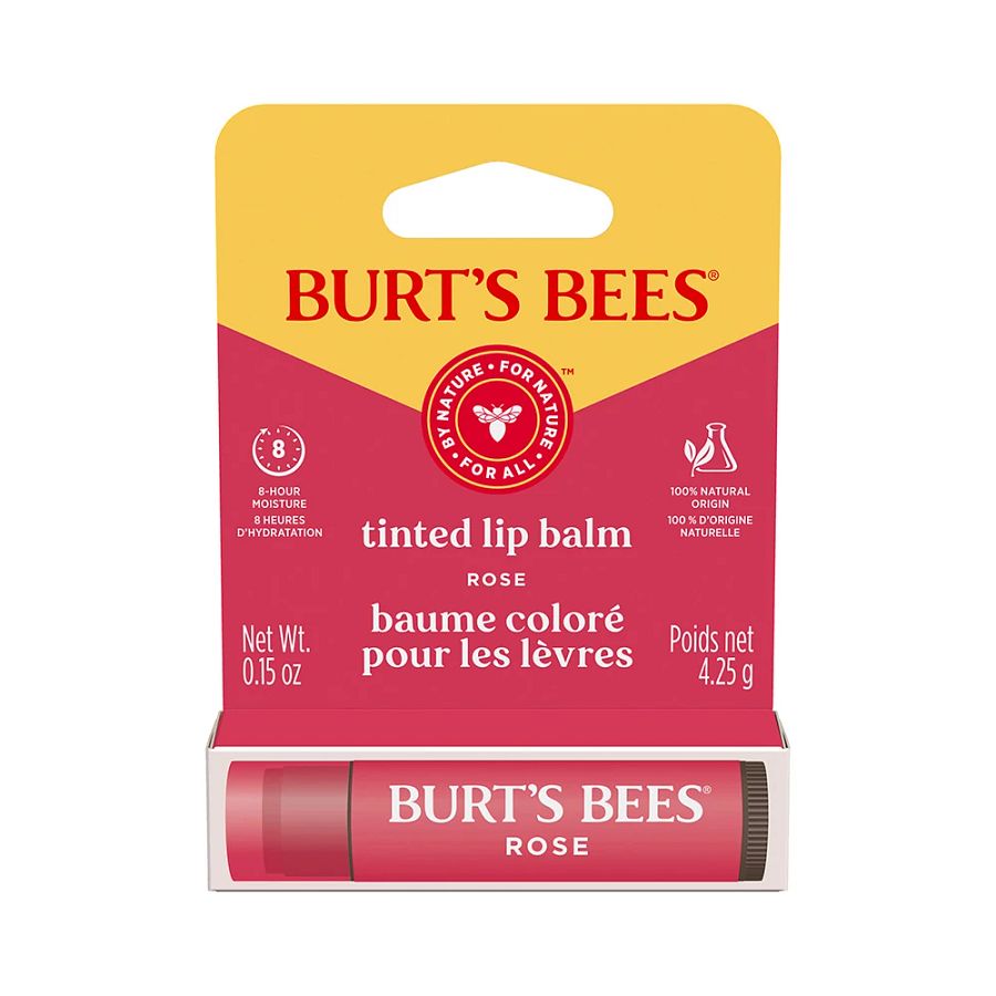 Burt's Bees Rose Tinted Lip Balm 0.15 oz. blister box