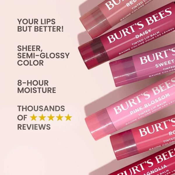 Burt's Bees Rose Tinted Lip Balm 0.15 oz. blister box - Image 5