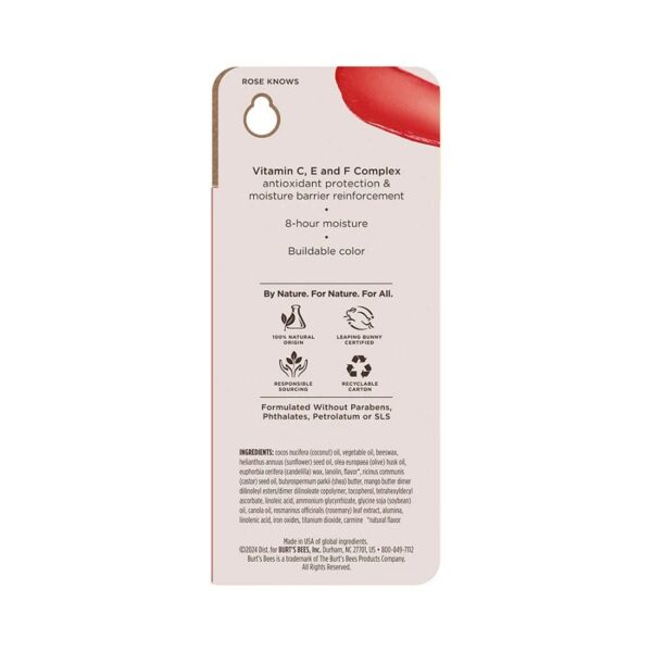 Burt's Bees Rose Knows Tinted Boosted Balm 0.16 oz. blister box - Image 2