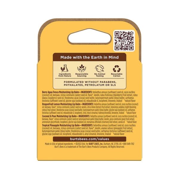 Burt's Bees 4-Pack Tropical Lip Balms 4 (0.15 oz.) tubes in blister box - Image 2