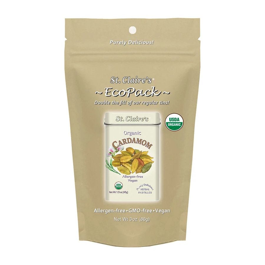 St. Claire's Organics Cardamom Herbal Pastilles Eco-Pack 3 oz. bag