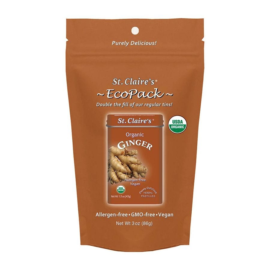 St. Claire's Organics Ginger Herbal Pastilles Eco-Pack 3 oz. bag