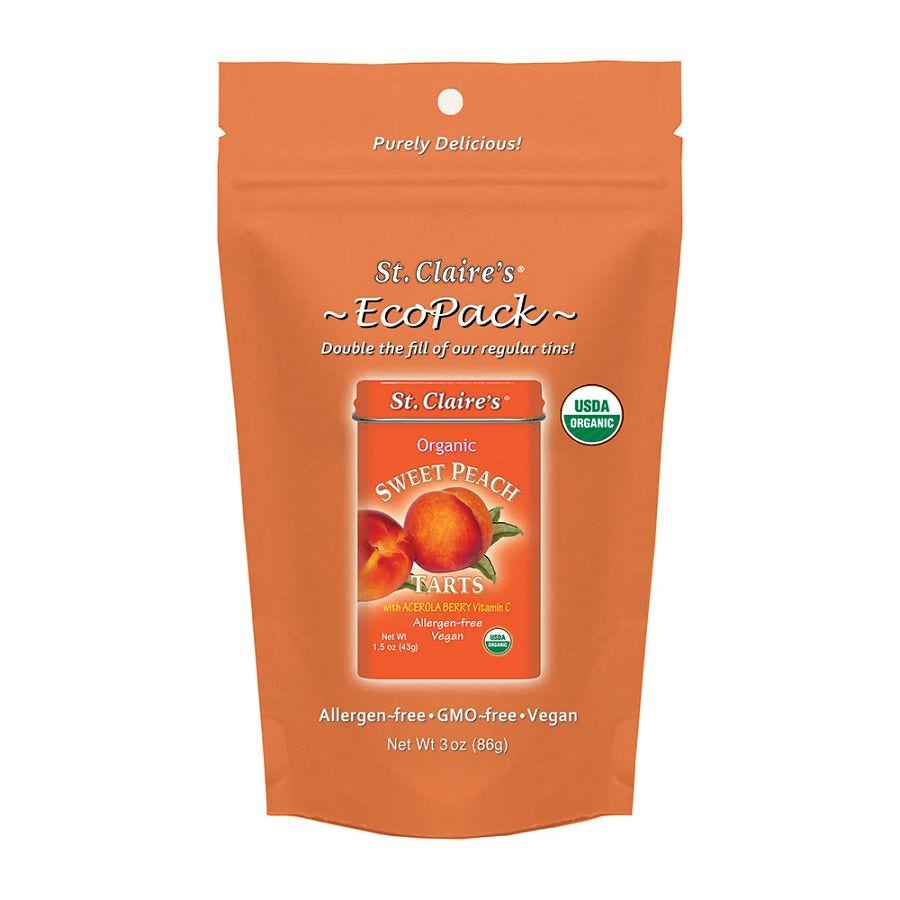 St. Claire's Organics Sweet Peach Fruit Tarts Eco-Pack 3 oz. bag
