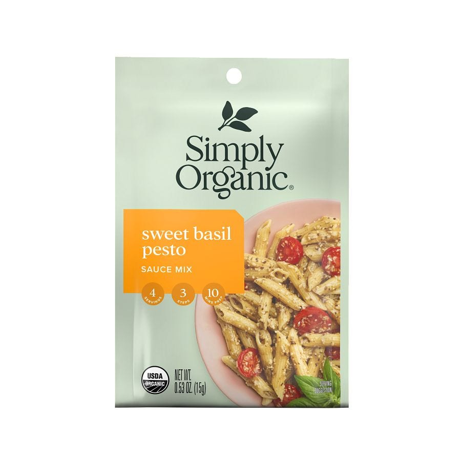 Simply Organic Sweet Basil Pesto Seasoning Mix 0.53 oz.