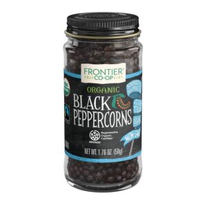 Frontier Co-op Black Peppercorns, Whole, Regenerative Organic Certified® 1.76 oz.