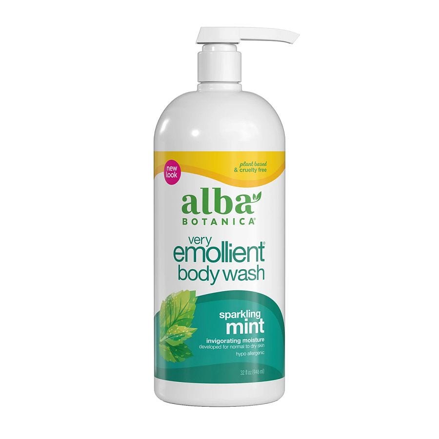 Alba Botanica Very Emollient Bath & Shower Gel Sparkling Mint, 32 oz