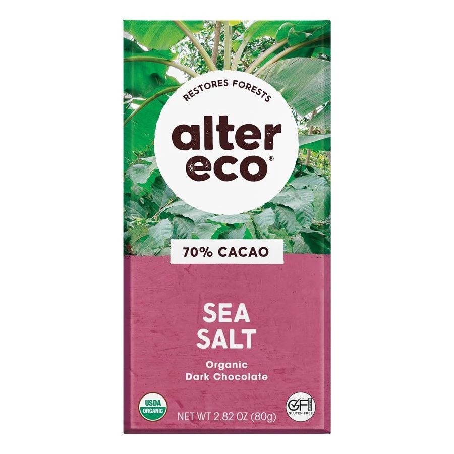 Alter Eco Organic Sea Salt Dark Chocolate Bar 2.82 oz.