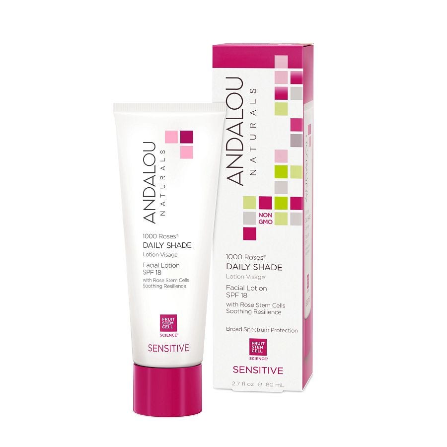 Andalou Naturals 1000 Roses Daily Shade Facial Lotion SPF 18, 2.7 oz