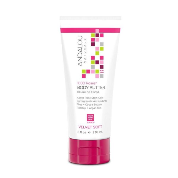 Andalou Naturals 1000 Roses Velvet Soft Body Butter, 8 oz