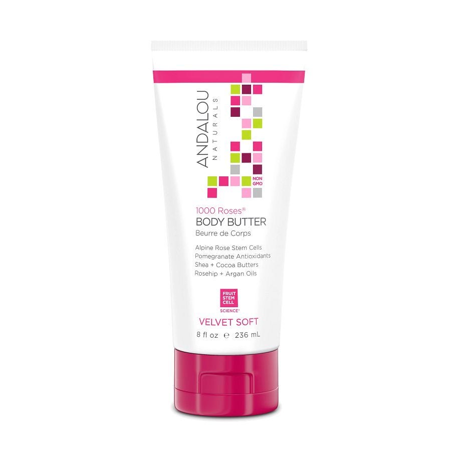 Andalou Naturals 1000 Roses Velvet Soft Body Butter, 8 oz
