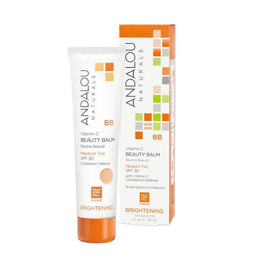 Andalou Naturals Beauty Balm Sheer Tint with SPF 30 Brightening, 2 Oz