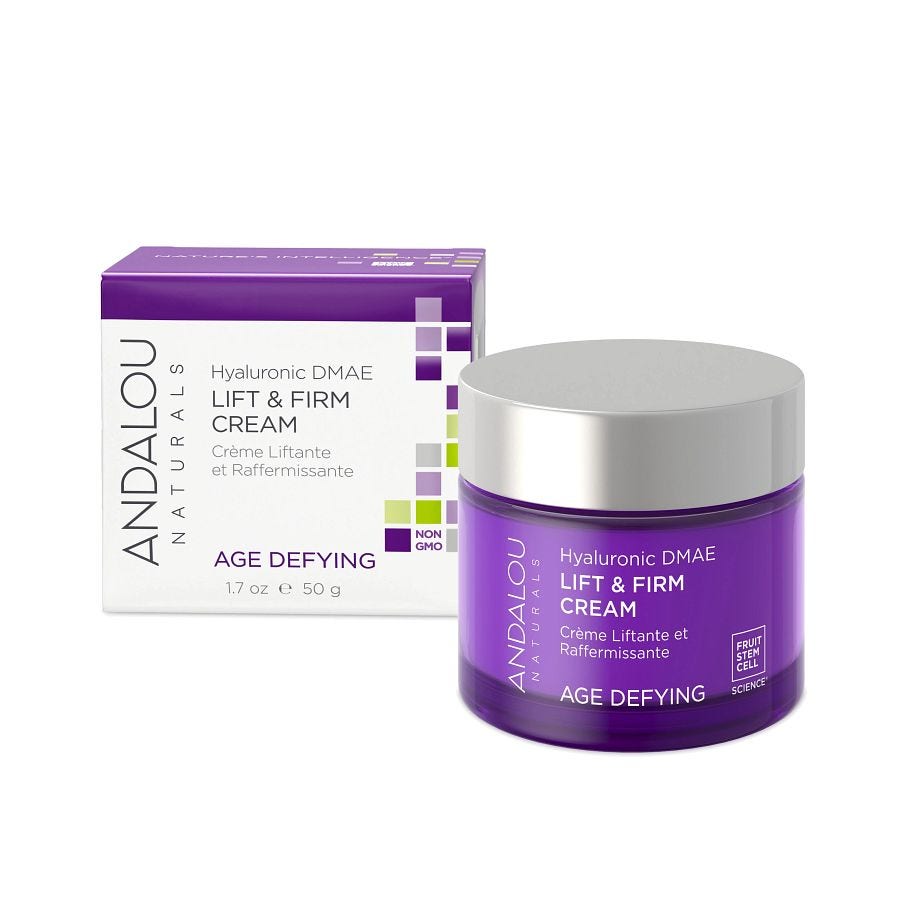 Andalou Naturals Hyaluronic DMAE Lift & Firm Cream, Non GMO, Paraben Free, 1.7 Oz