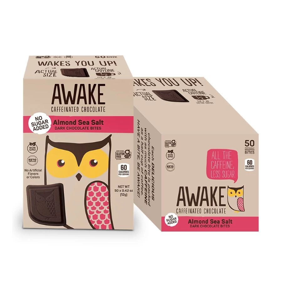 Awake Caffeinated Dark Chocolate Almond Sea Salt Bites Gravity Bin 50 (0.42 oz.) count