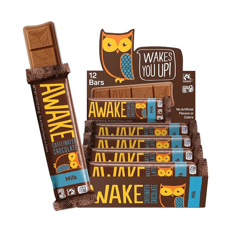 Awake Caffeinated Milk Chocolate 12 (1.55 oz.) bars