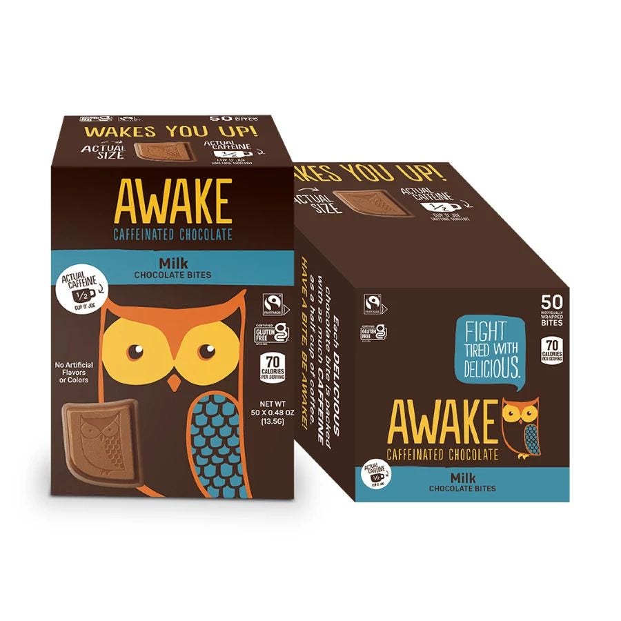 Awake Caffeinated Milk Chocolate Bites Gravity Bin 50 (0.48 oz.) count