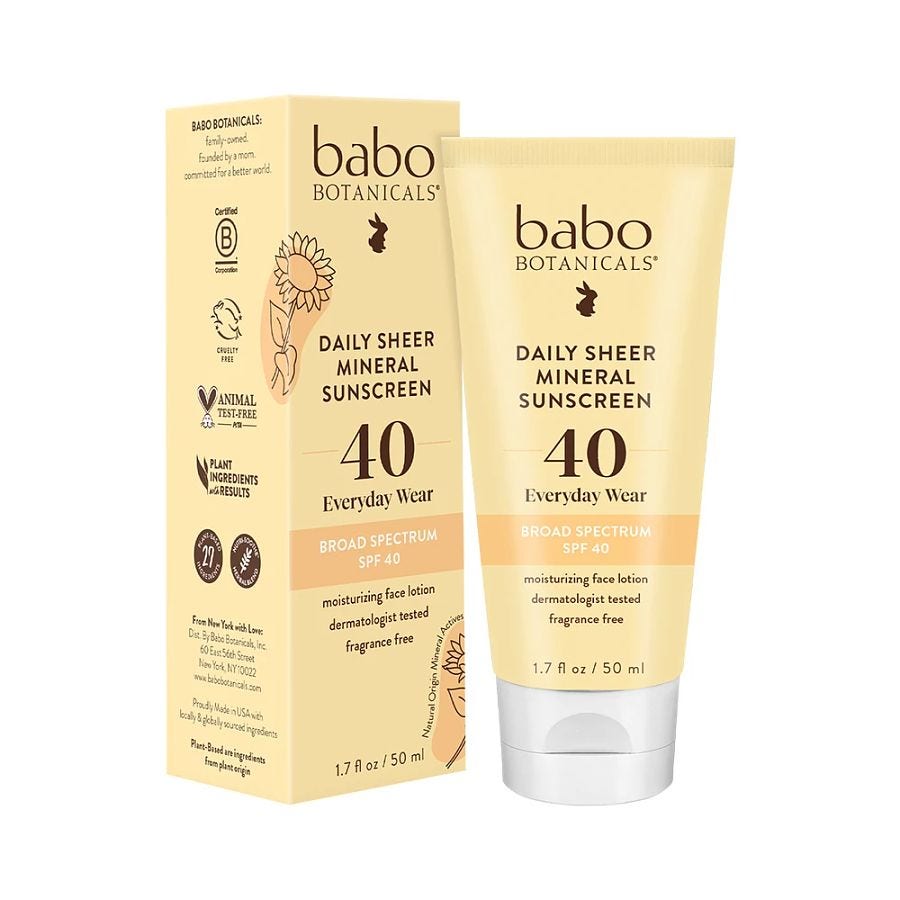 Babo Botanicals Sunscreen - Daily Sheer - SPF 40 - 1.7 oz