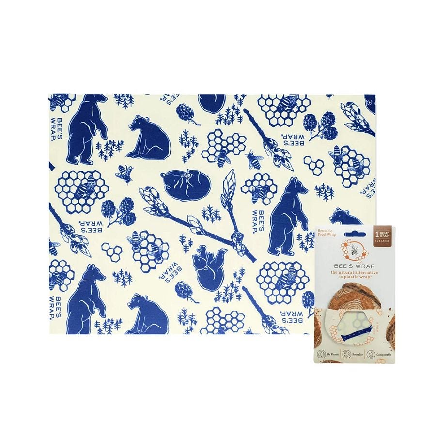 Bee's Wrap Bees & Bears Organic Cotton Beeswax Bread Wrap 17" x 23"