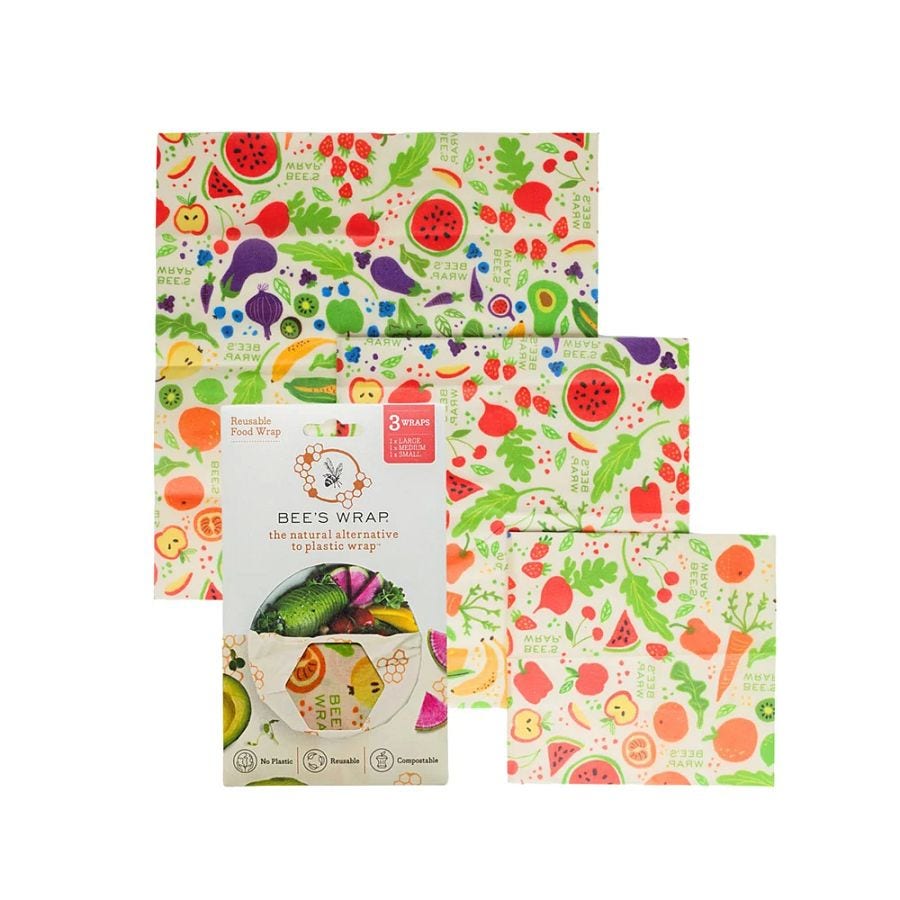 Bee's Wrap Garden Party Organic Cotton Beeswax Wraps Assorted Sizes 3-pack