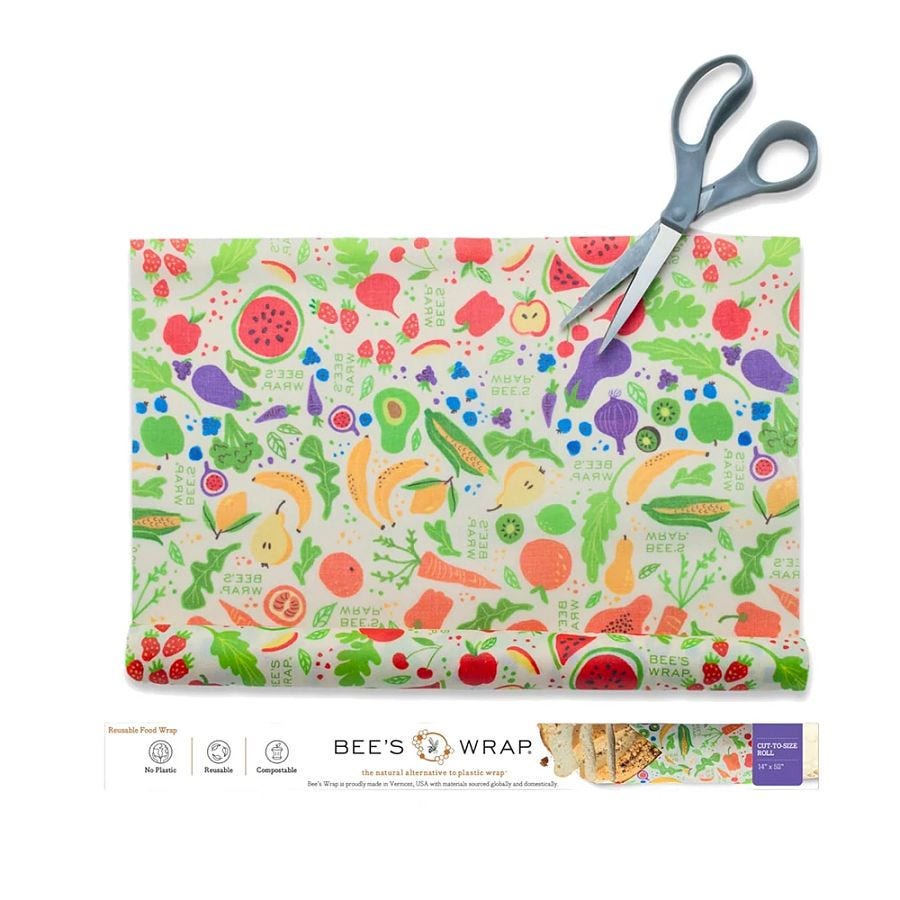 Bee's Wrap Garden Party Organic Cotton Beeswax Cut-to-Size Roll 14" x 52"