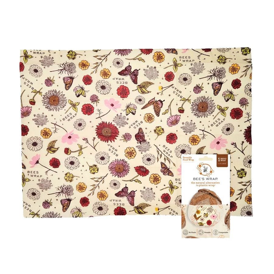 Bee's Wrap Meadow Magic Organic Cotton Beeswax Bread Wrap 17" x 23"