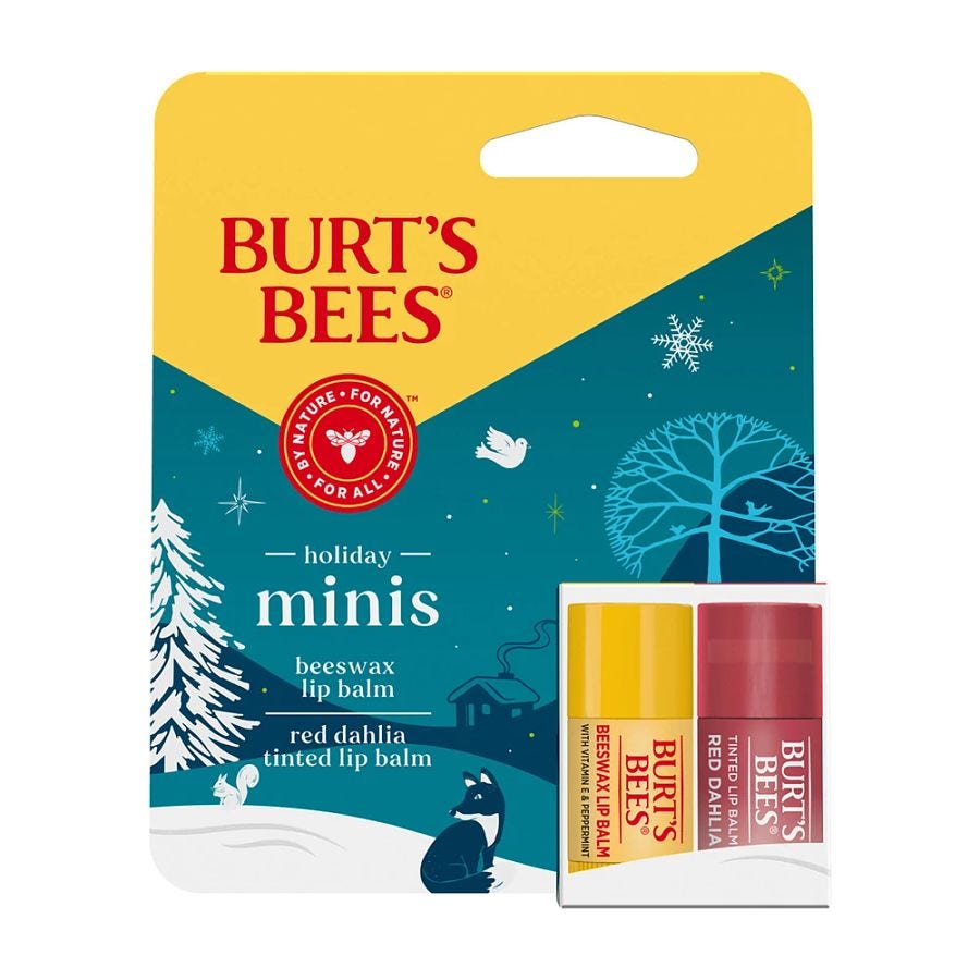 Burt's Bees Holiday Minis Original & Red Dehila Lip Balms 2-pack