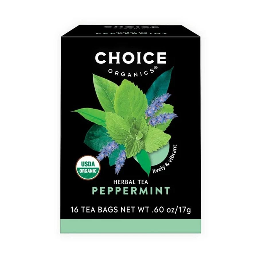 Choice Teas Peppermint Organic Tea Bags 16 tea bags