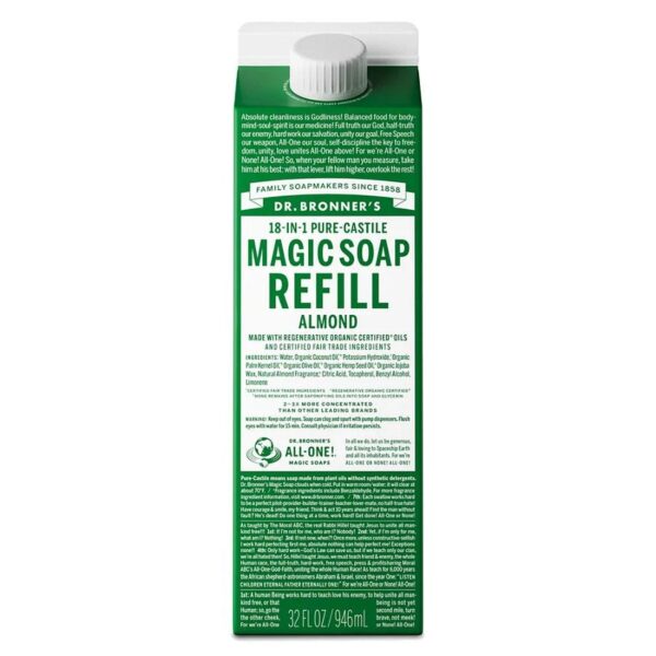 Dr. Bronner's Almond Soap Refill Carton 32 fl. oz.