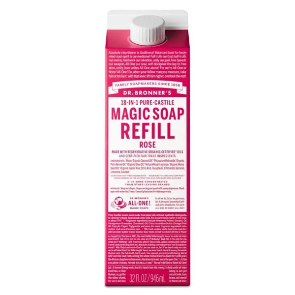 Dr. Bronner's Rose Soap Refill Carton 32 fl. oz.