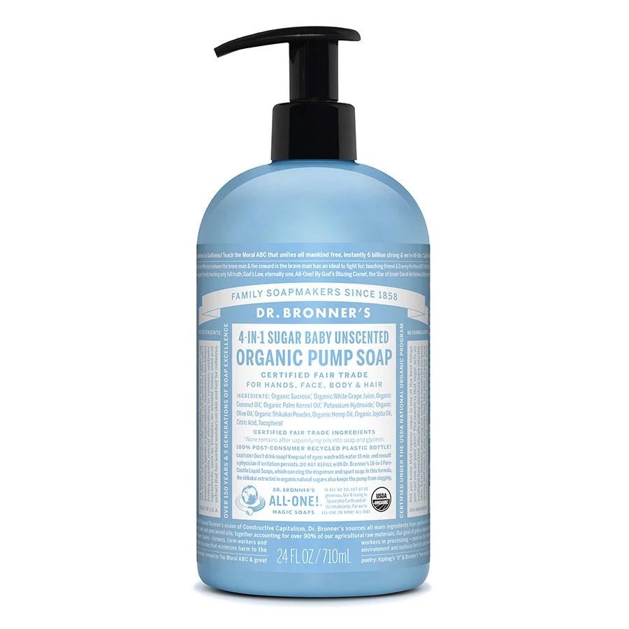 Dr. Bronner's Organic Naked Unscented Body Soap 24 fl. oz.