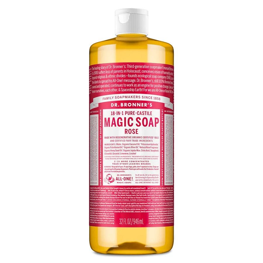 Dr. Bronner's 18-in-1 Rose Castile Soap 32 fl. oz.