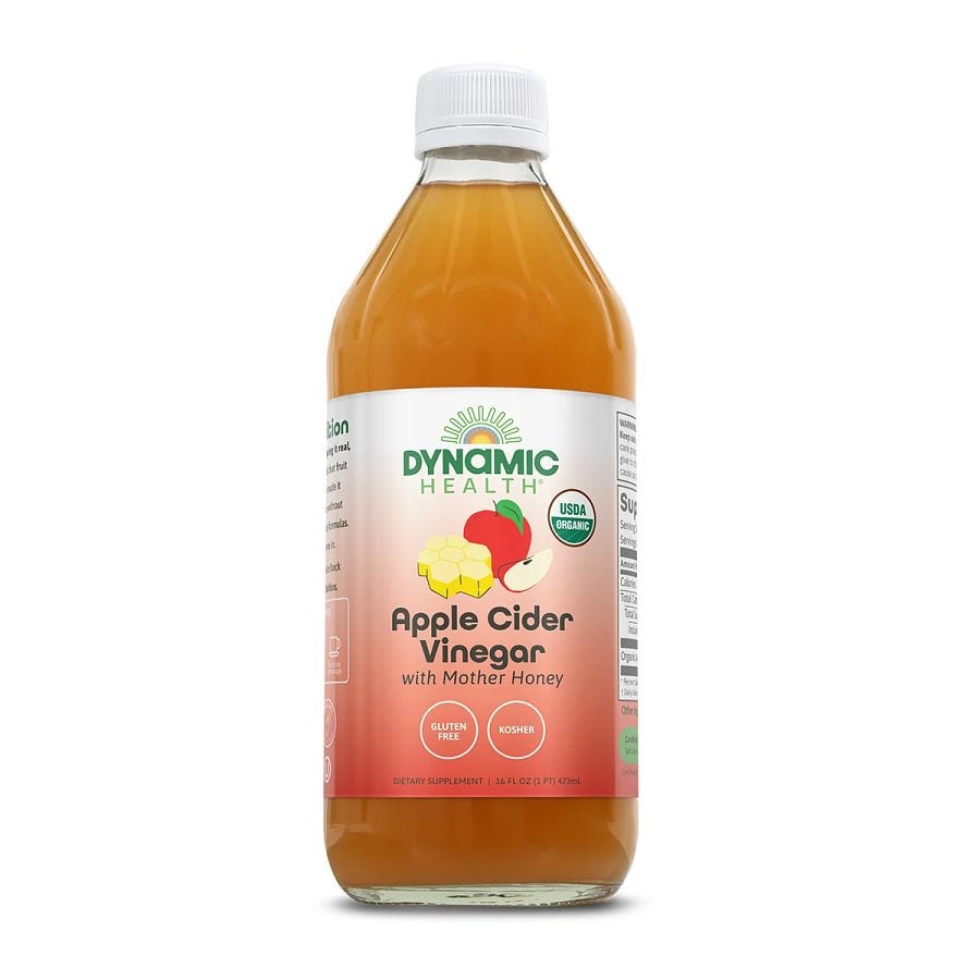 Dynamic Health Organic Raw Apple Cider Vinegar with the Mother & Honey (Glass) 16 fl. oz.