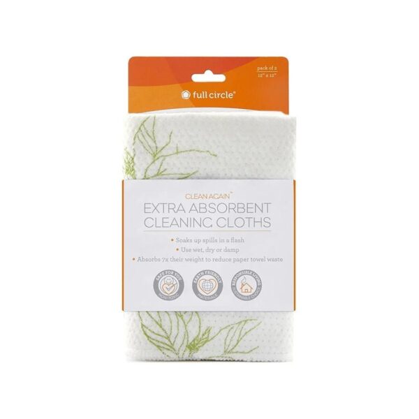 Full Circle Tea Buds 2-Pack Clean Again Super Absorbent Cleaning Cloths