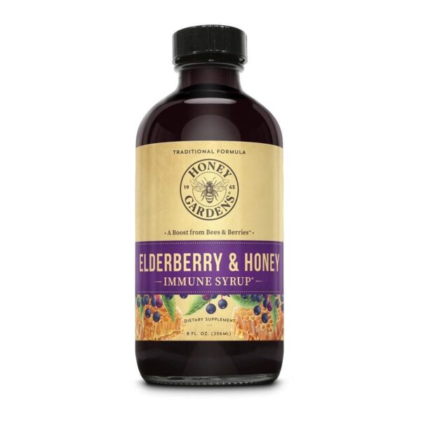 Honey Gardens Elderberry + Raw Honey Syrup 8 oz.