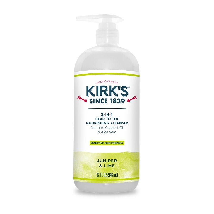 Kirk's Coco Castile 3-in-1 Head 2 Toe Juniper & Lime Nourishing Cleanser 32 fl. oz.