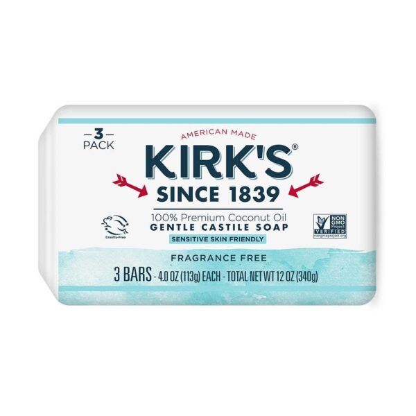 Kirk's Fragrance Free Coco Castile 3-pack Bar Soap 4 oz.