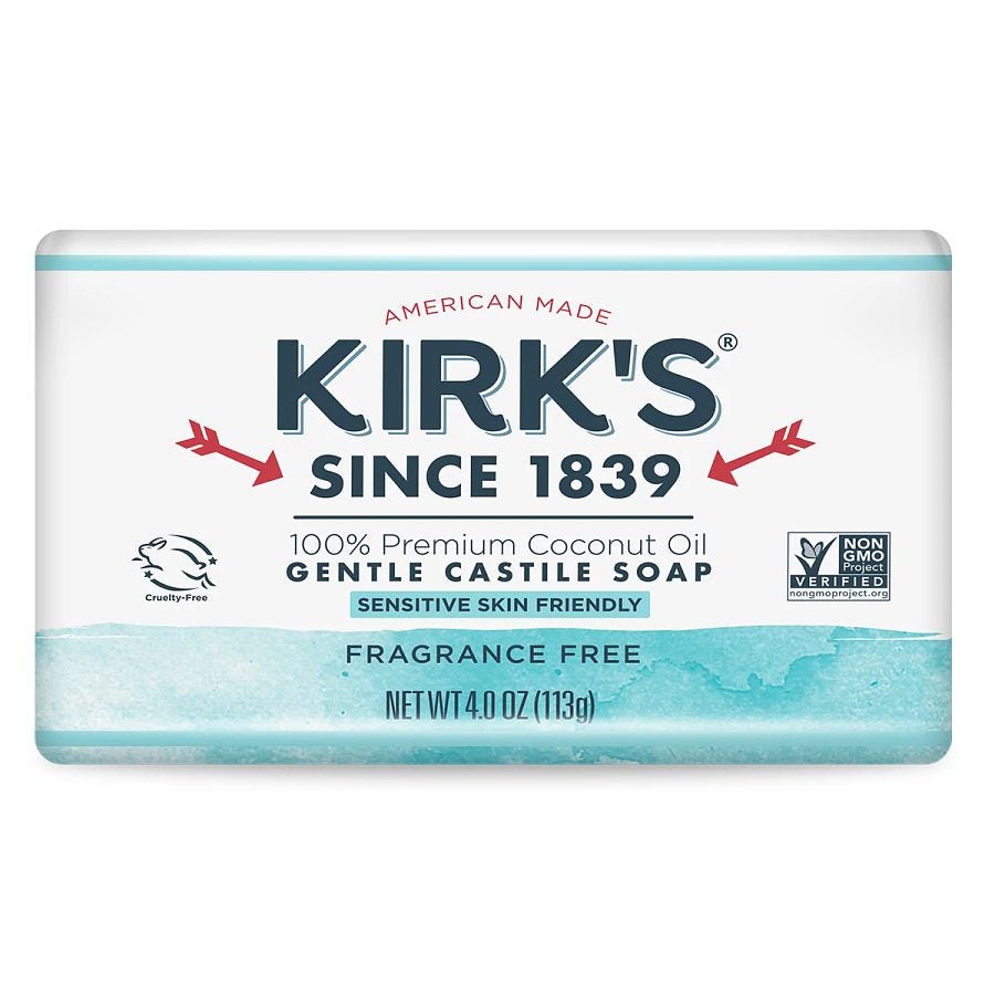 Kirk's Fragrance Free Coco Castile Bar Soap 4 oz.