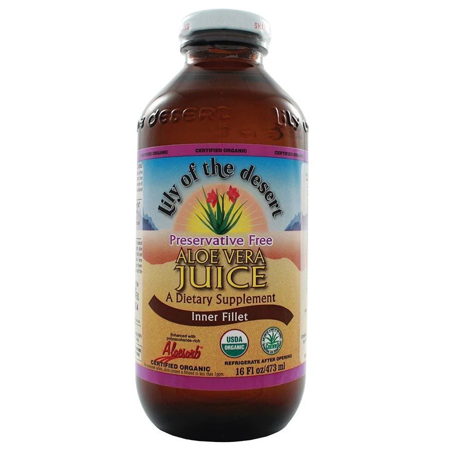 Lily of the Desert Organic Preservative Free Aloe Vera Juice 16 fl. oz. Glass Bottle