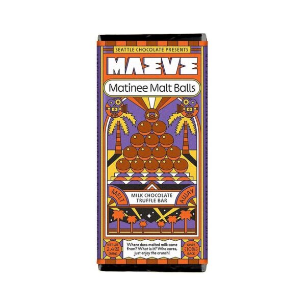 Maeve Matinee Malt Balls Milk Chocolate Truffle Bar 2.4 oz.